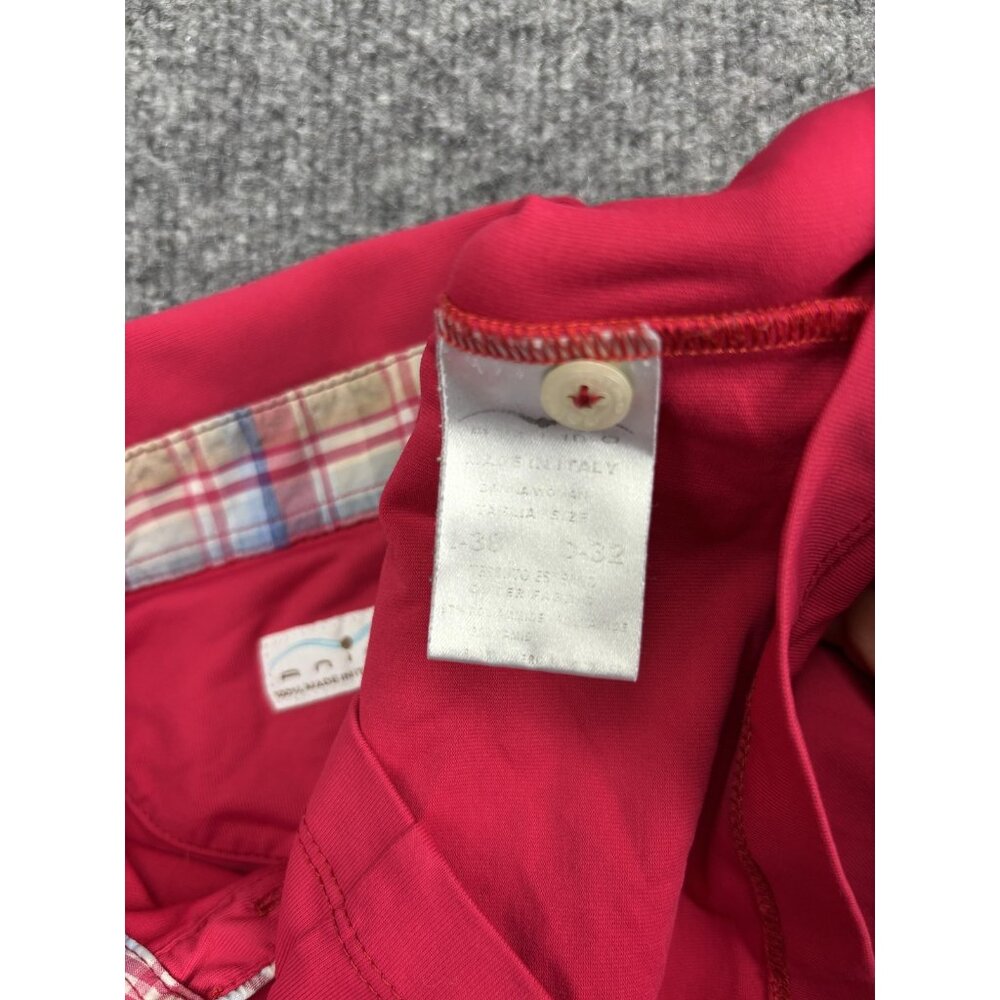 Animo Polo Shirt Womens Extra Small Red Plaid Trim Rhinestone Logo Made Italy - Picture 6 of 7
